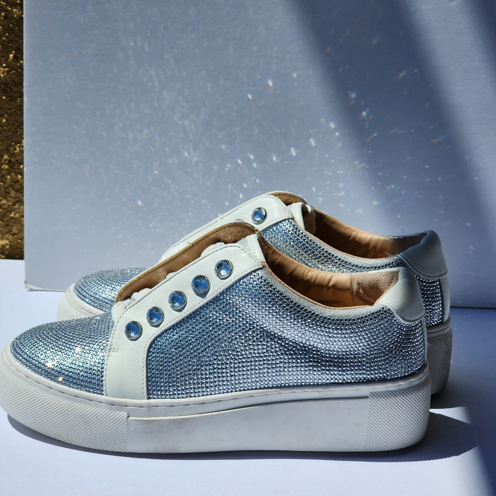 Alex Marie Women's Rhinestone Embellished Shimmer Fabric Platform Sneaker Size 6 - Picture 5 of 12